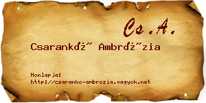 Csarankó Ambrózia névjegykártya